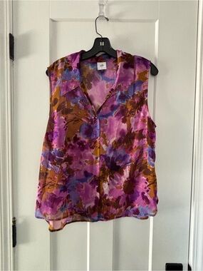 CAbi Sleeveless Floral-Print Camisole in Purple and Brown Fushia new large 4792